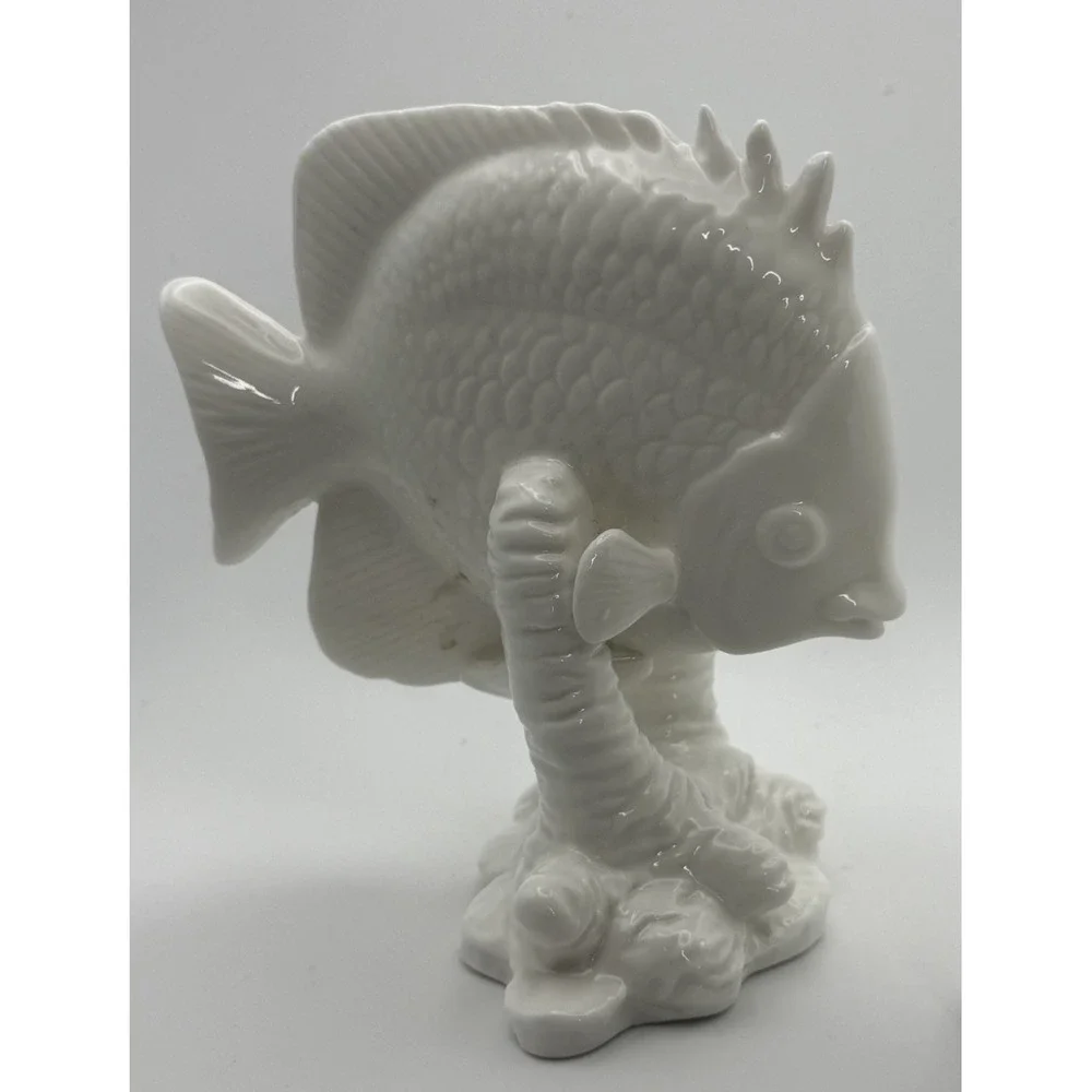 Coastal Lot 2 Angelfish Fine Bone China By Andrea Sadak Glossy White Fish EUC